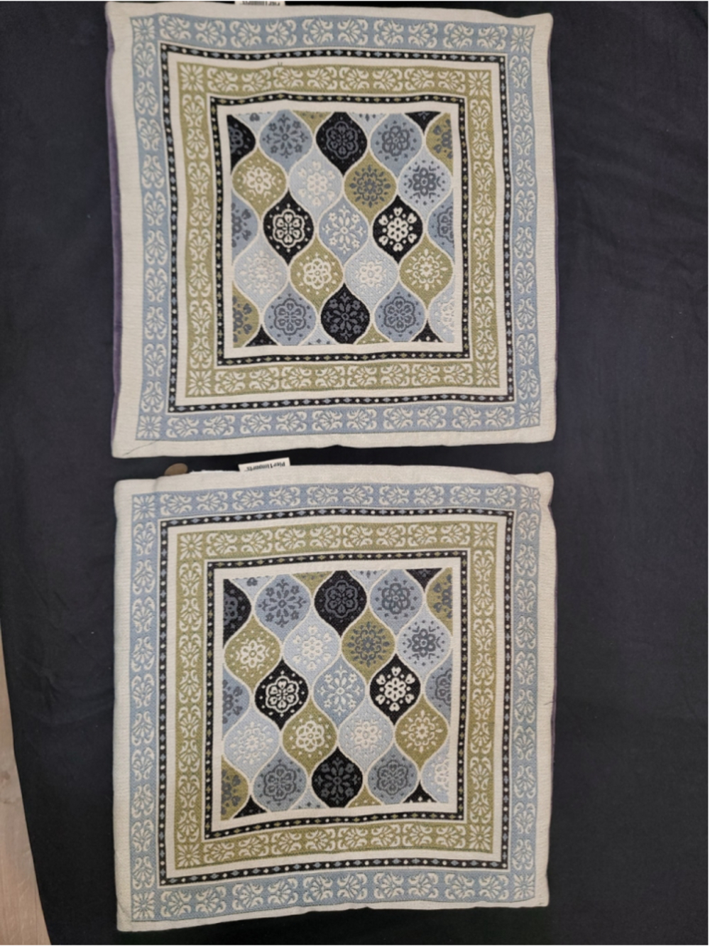 Pier 1 18x18 Throw Pillow Covers Set of 2 Blue Green Medallion Velvet Back
